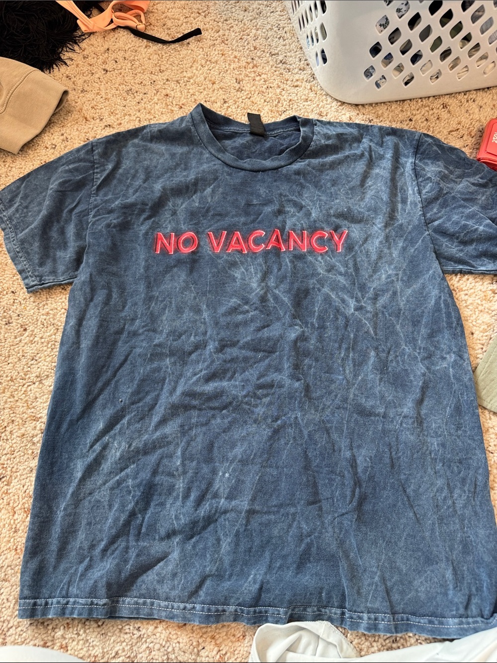 No Vacancy Graphic Tee - Navy Blue with Red Text